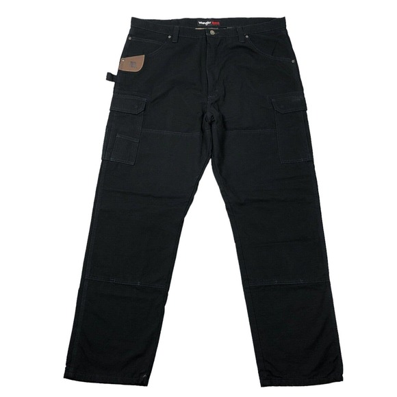 Wrangler Other - Wrangler Riggs Workwear Ranger Pants Mens Sz 42x34 Black Cargo Pockets Insulated